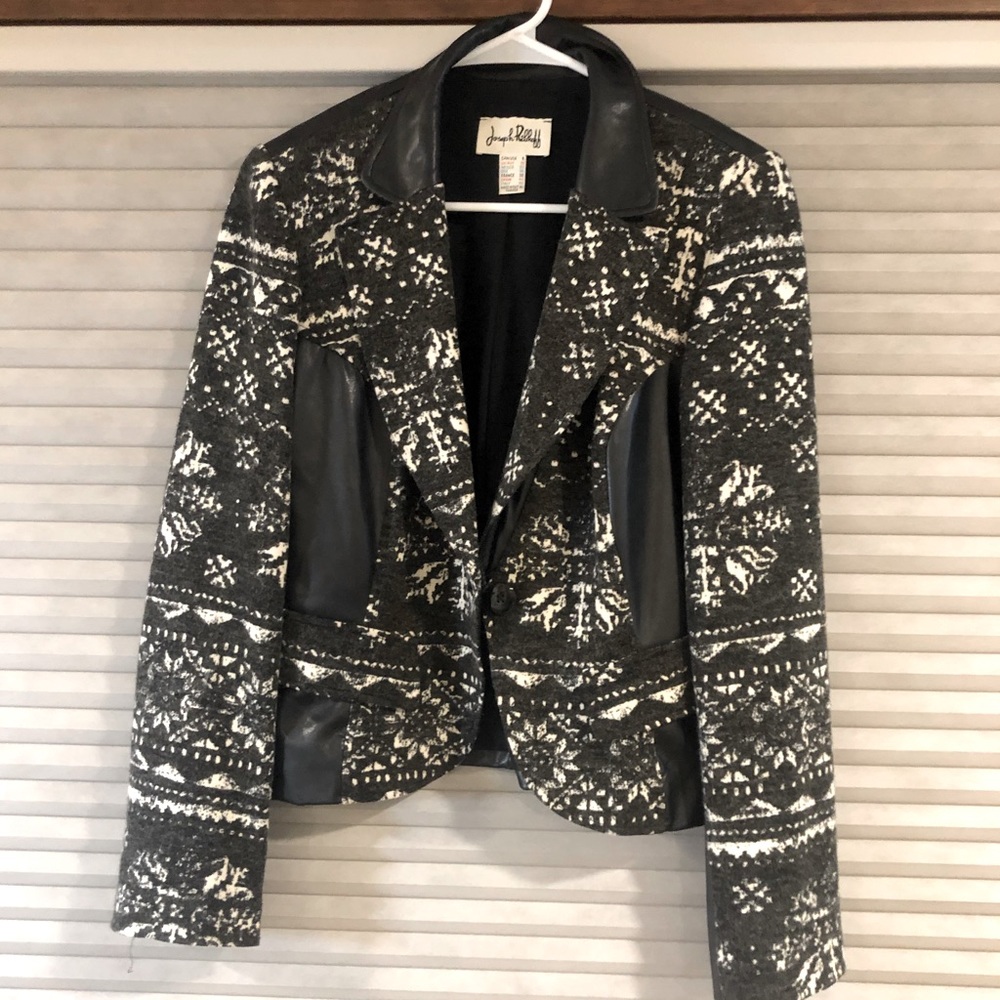 Joseph Ribkoff Print/Pleather Blazer